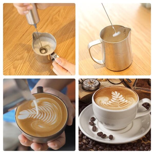 Electric Stainless Steel Handheld Milk Frother Foamer Mixer Coffee Latte Stirrer Egg Beater — image 6