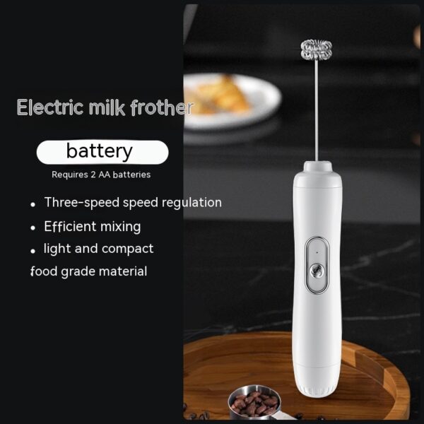 Milk Frother Egg Beater Coffee Frother Household Electric Milk Stirring Battery Handheld Blender — image 4