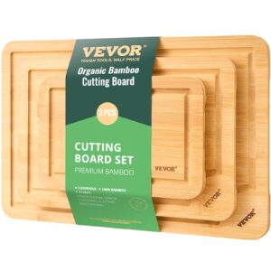 Bamboo Cutting Board Set, 3 Sizes with Handles