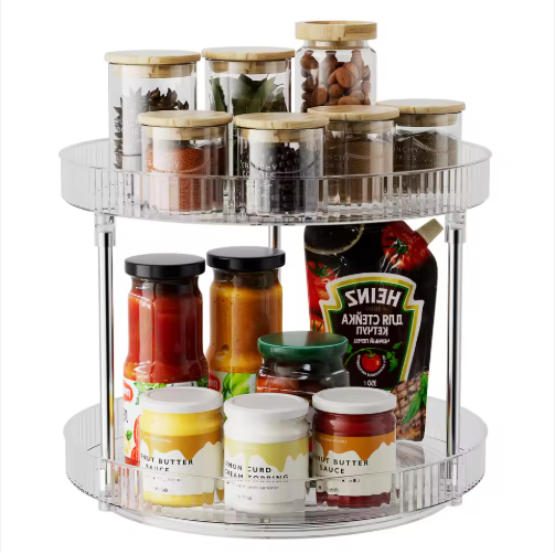 2 Tier Lazy Susan Turntable Organizer, Clear