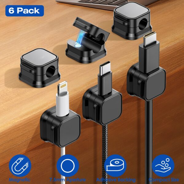 Magnetic Cable Clips, 6 Pack